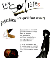 Dessin de sorcières et texte présentant l'exposition